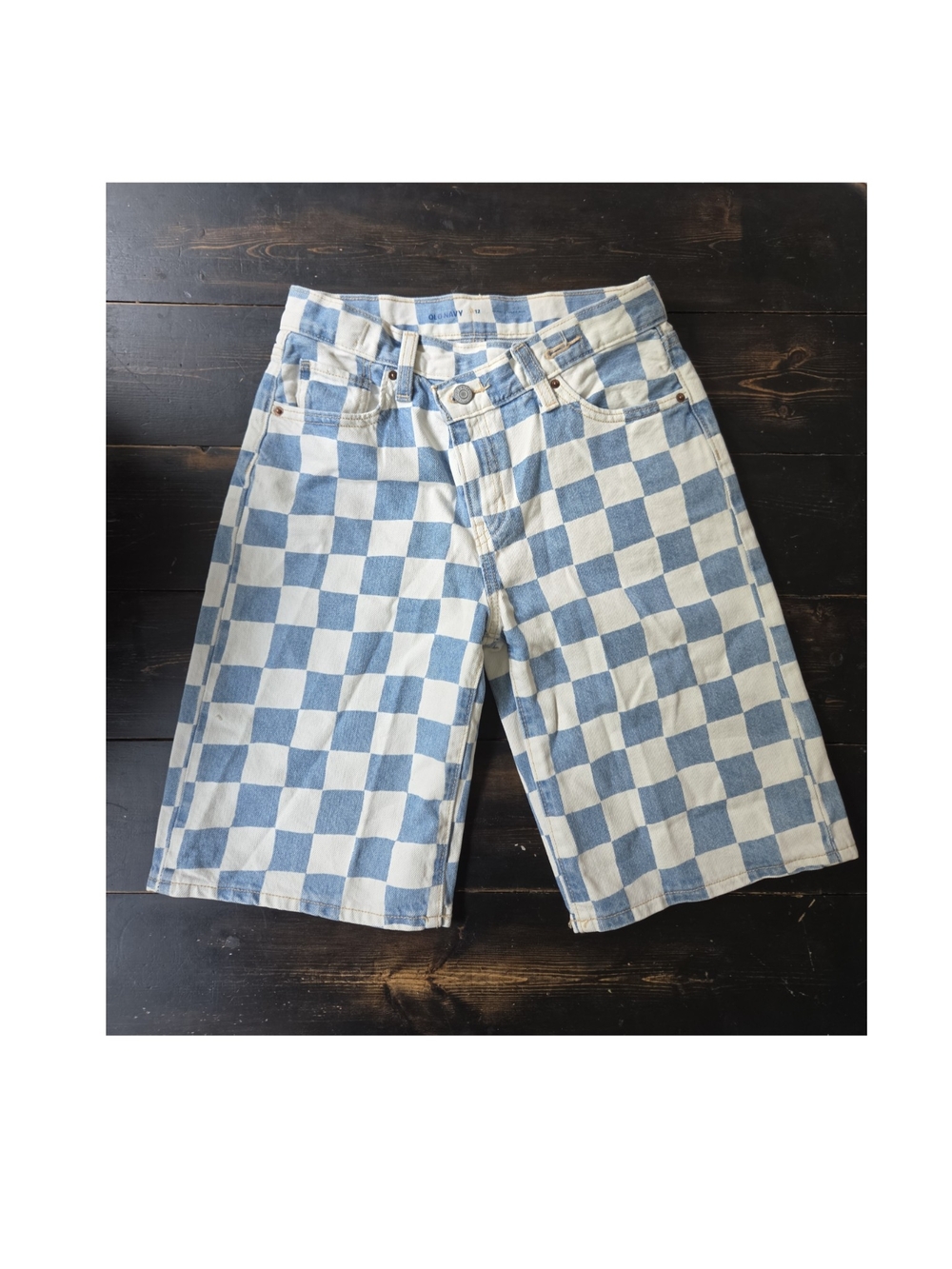 Old Navy Blue and White Checkerboard Shorts